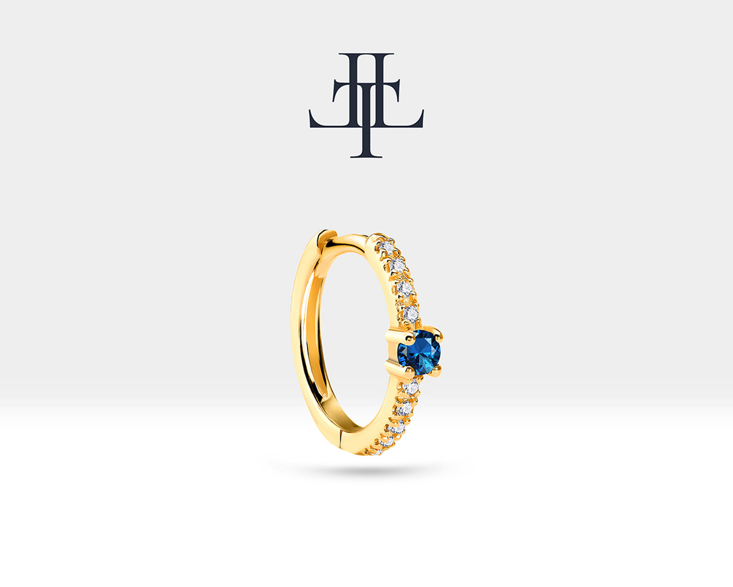 Safir ve Pırlantalı Küpe, 12 MM , 14K Sarı-Beyaz-Kırmızı Altın | LE00004DS
