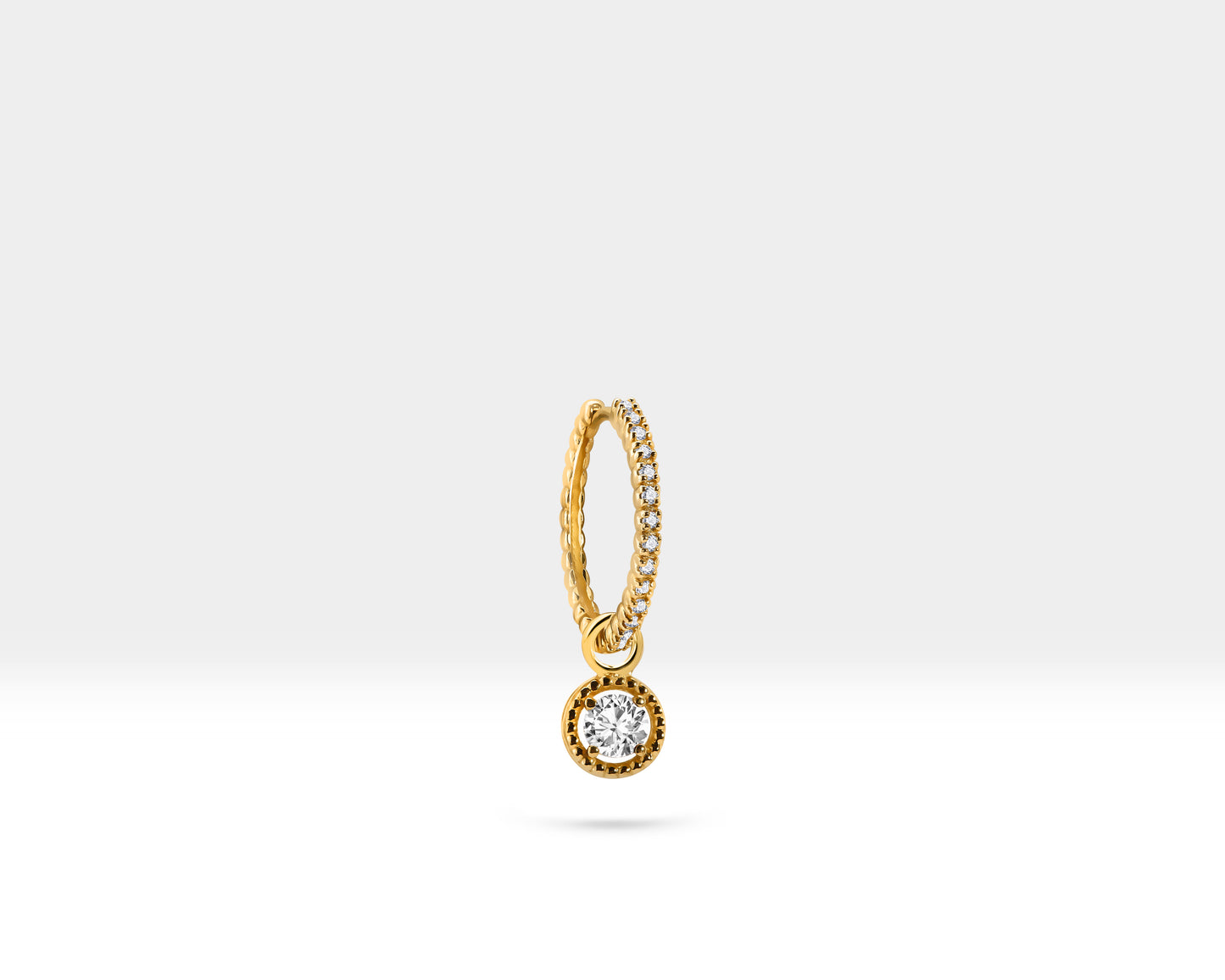 Yuvarlak Pırlanta Sallantılı Küpe, 17 MM , 14K Sarı-Beyaz-Kırmızı Altın | LE00061D