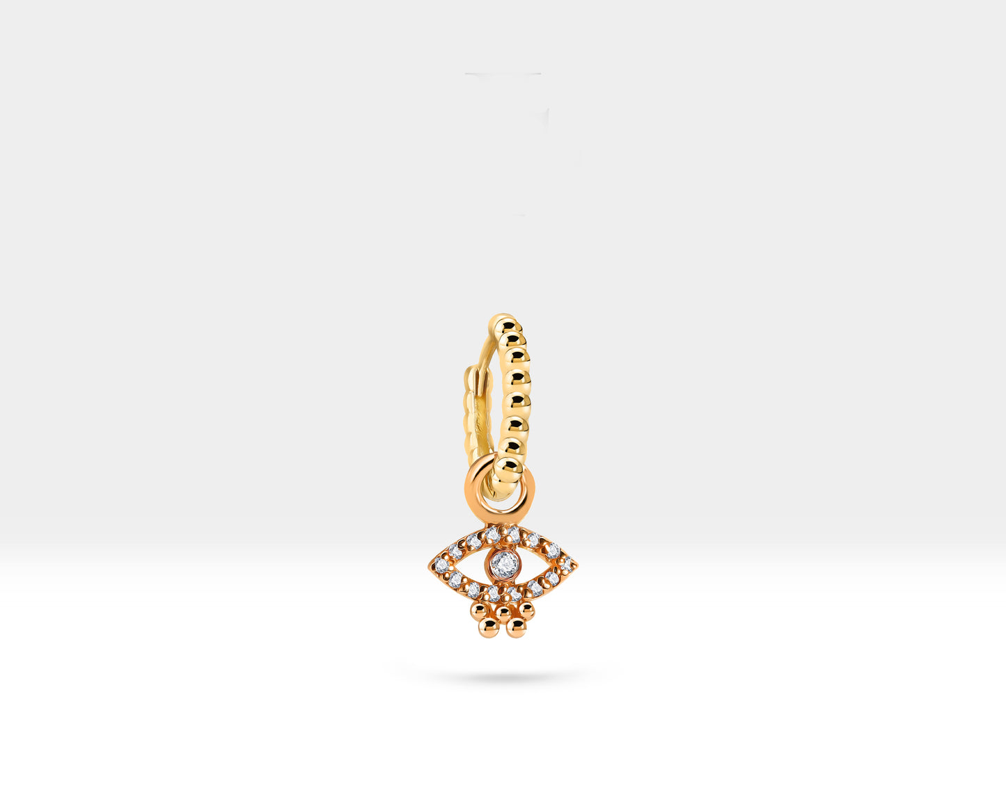 Pırlanta Göz Sallantılı Küpe, 11 MM , 14K Sarı-Beyaz-Kırmızı Altın | LE00067D
