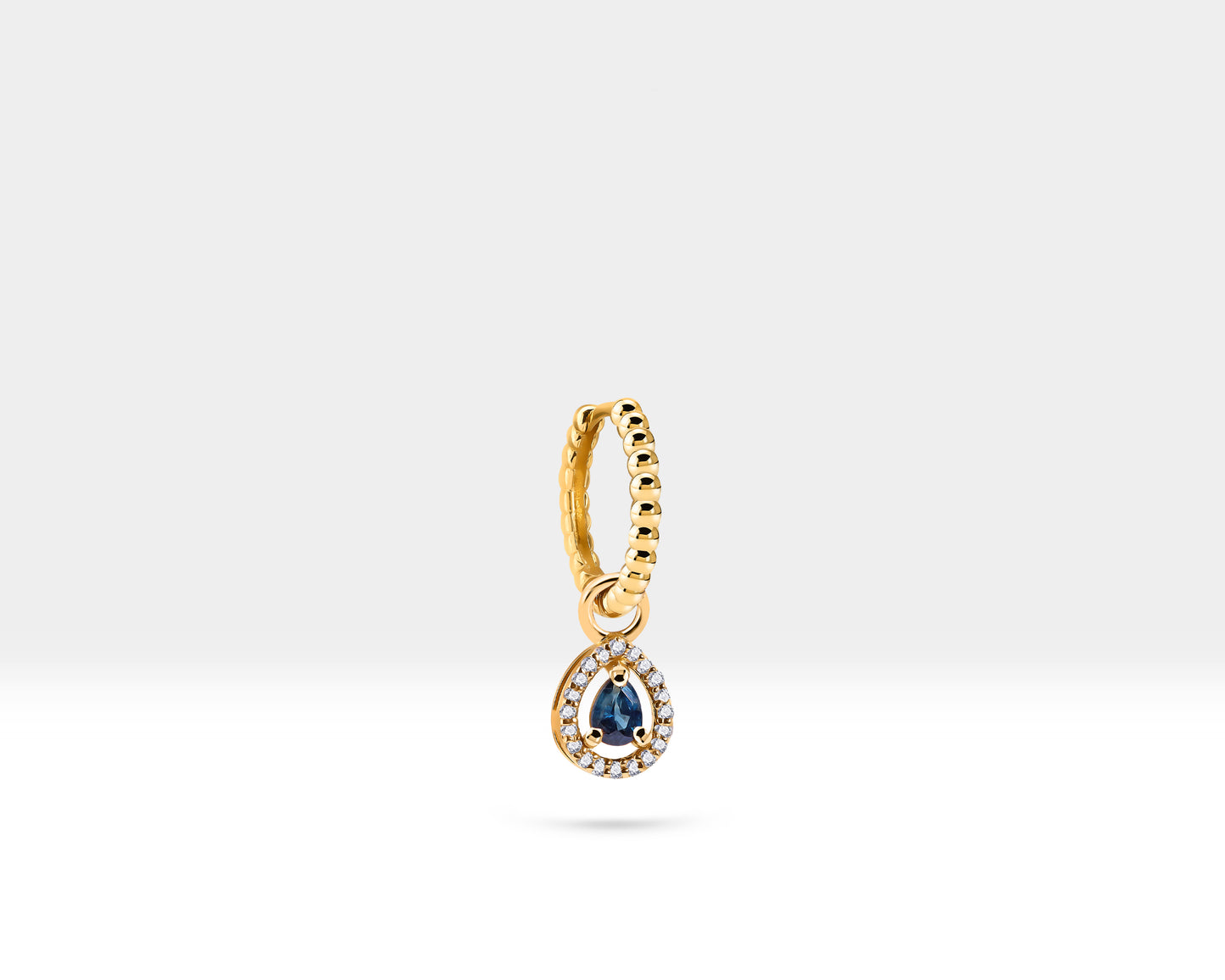 Damla Safir Sallantılı Küpe, 12 MM , 14K Sarı-Beyaz-Kırmızı Altın | LE00047SD
