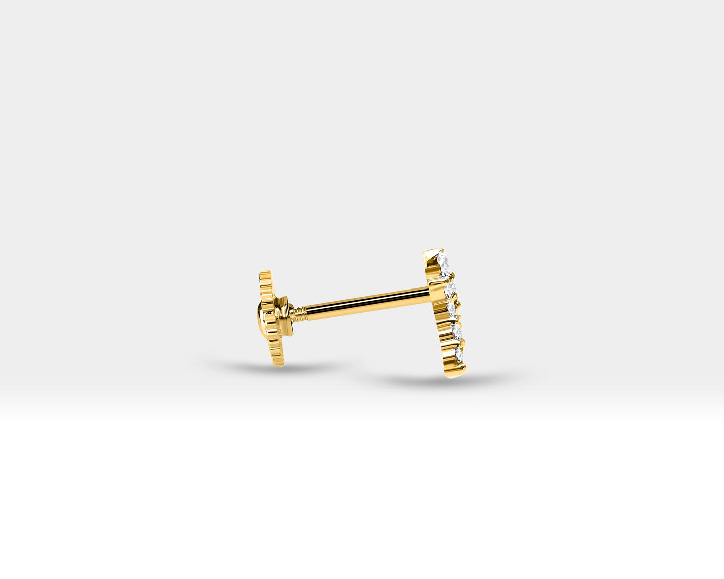 Pırlantalı Kuyruklu Yıldızı Piercing, 8 MM , 1.2 MM, 14K Sarı-Beyaz-Kırmızı Altın | LP00002D