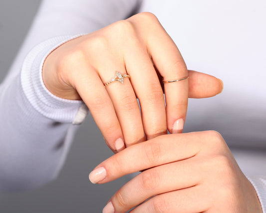 Pırlanta Yüzük, 14K Sarı-Beyaz-Kırmızı Altın | LR00016D