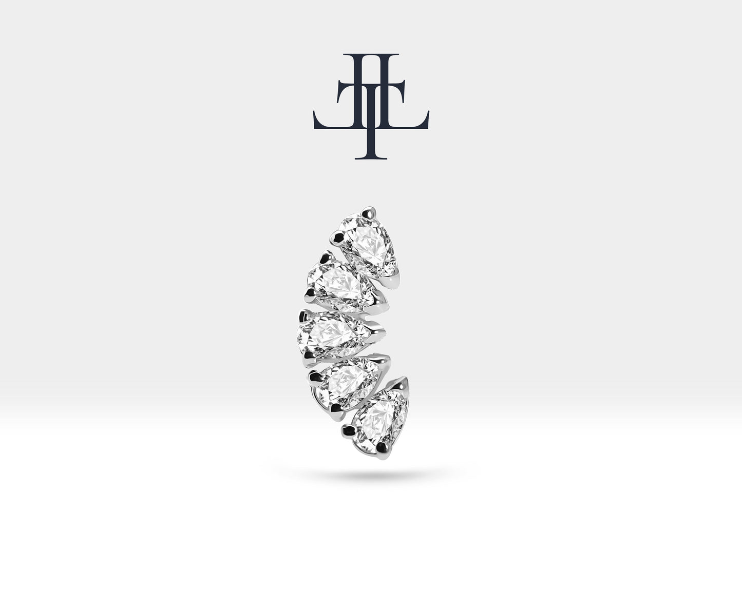 Damla Pırlantalı Piercing, 8 MM , 1.2 MM, 14K Sarı-Beyaz-Kırmızı Altın | LP00010D