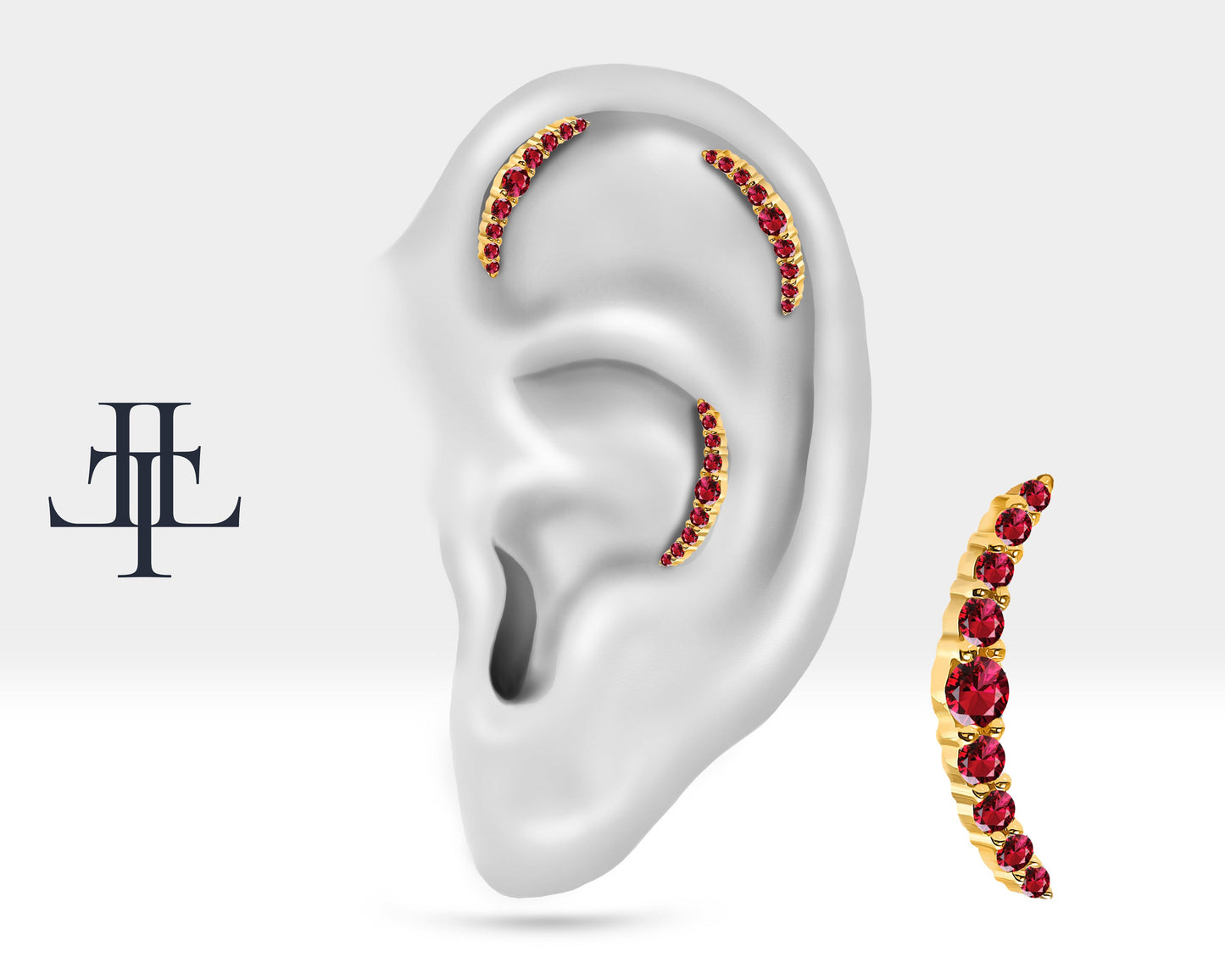 Ruby Moon Design Cartilage Clicker Piercing Single Helix Stud Earring