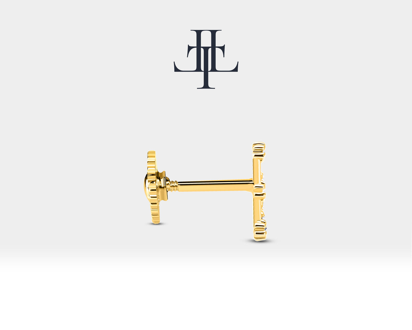 Piramit Pırlantalı Piercing, 8 MM , 1.2 MM, 14K Sarı-Beyaz-Kırmızı Altın | LP00003D