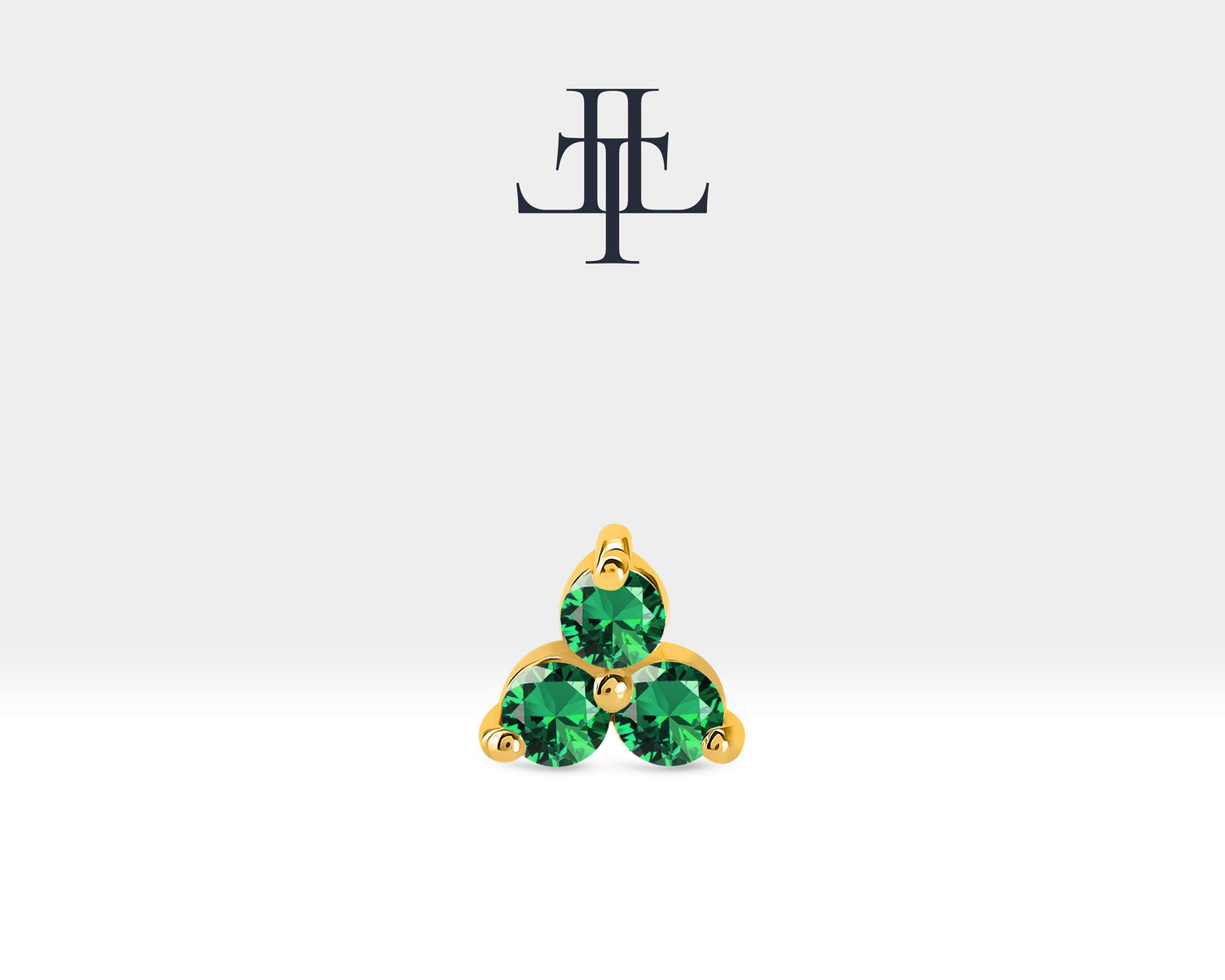 Üçlü Yeşil Garnet Piercing, 8 MM , 1.2 MM, 14K Sarı-Beyaz-Kırmızı Altın | LP00021G