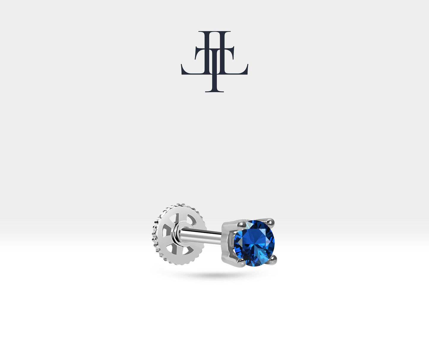 Tek Taş Safir Piercing, 8 MM , 1.2 MM, 14K Sarı-Beyaz-Kırmızı Altın | LP00018S