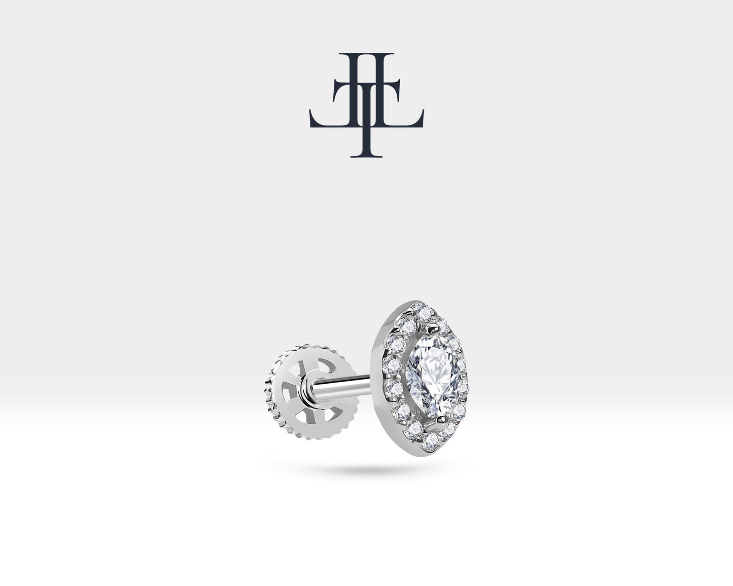 Markiz Pırlanta Piercing, 8 MM , 1.2 MM, 14K Sarı-Beyaz-Kırmızı Altın | LP00026D