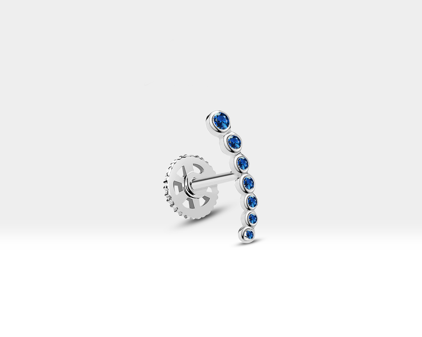 Süzme Safirli Piercing, 8 MM , 1.2 MM, 14K Sarı-Beyaz-Kırmızı Altın | LP00005S