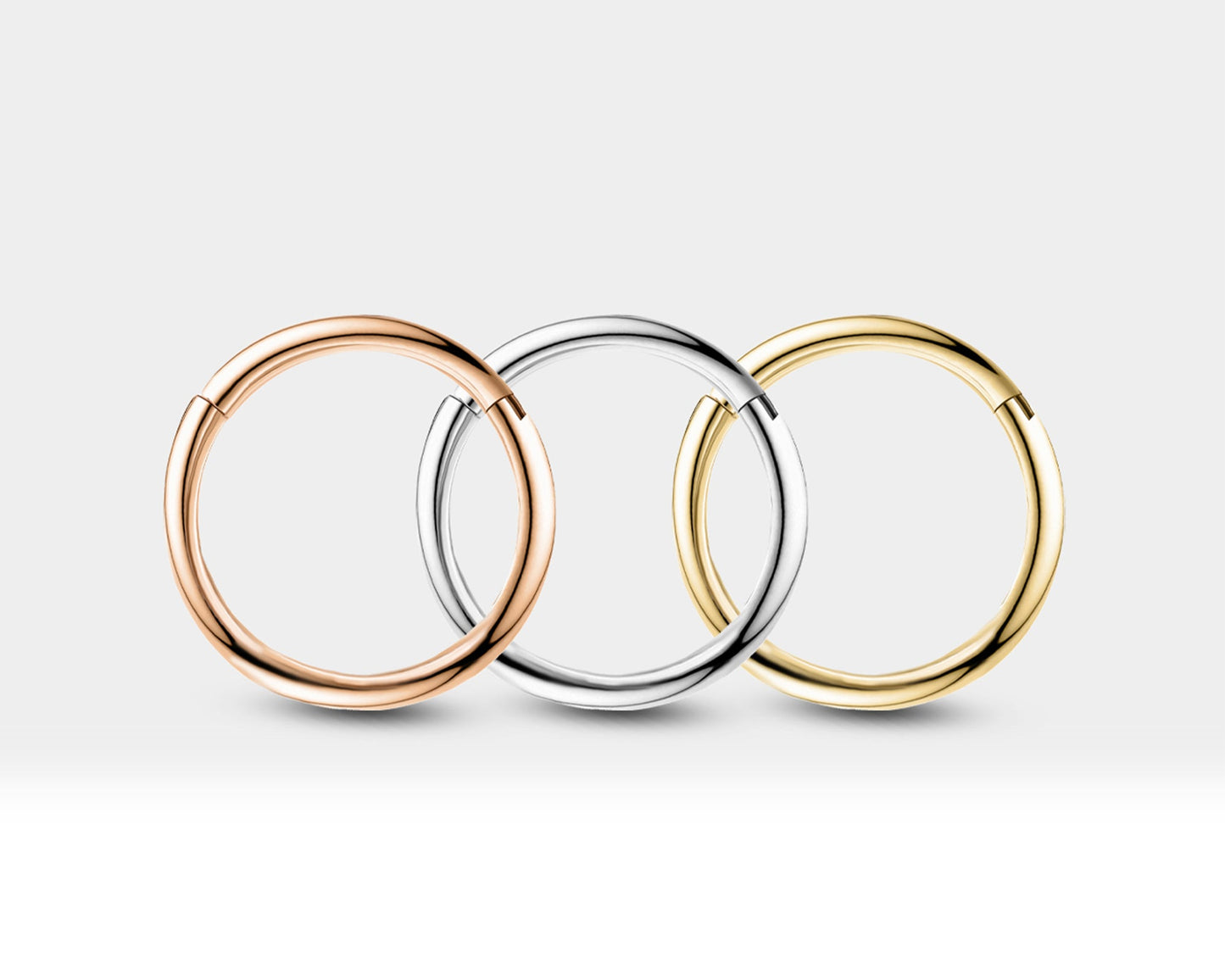 Sade Halka Piercing, 8-10-12 MM , 1.0 MM, 14K Sarı-Beyaz-Kırmızı Altın | LC00048A