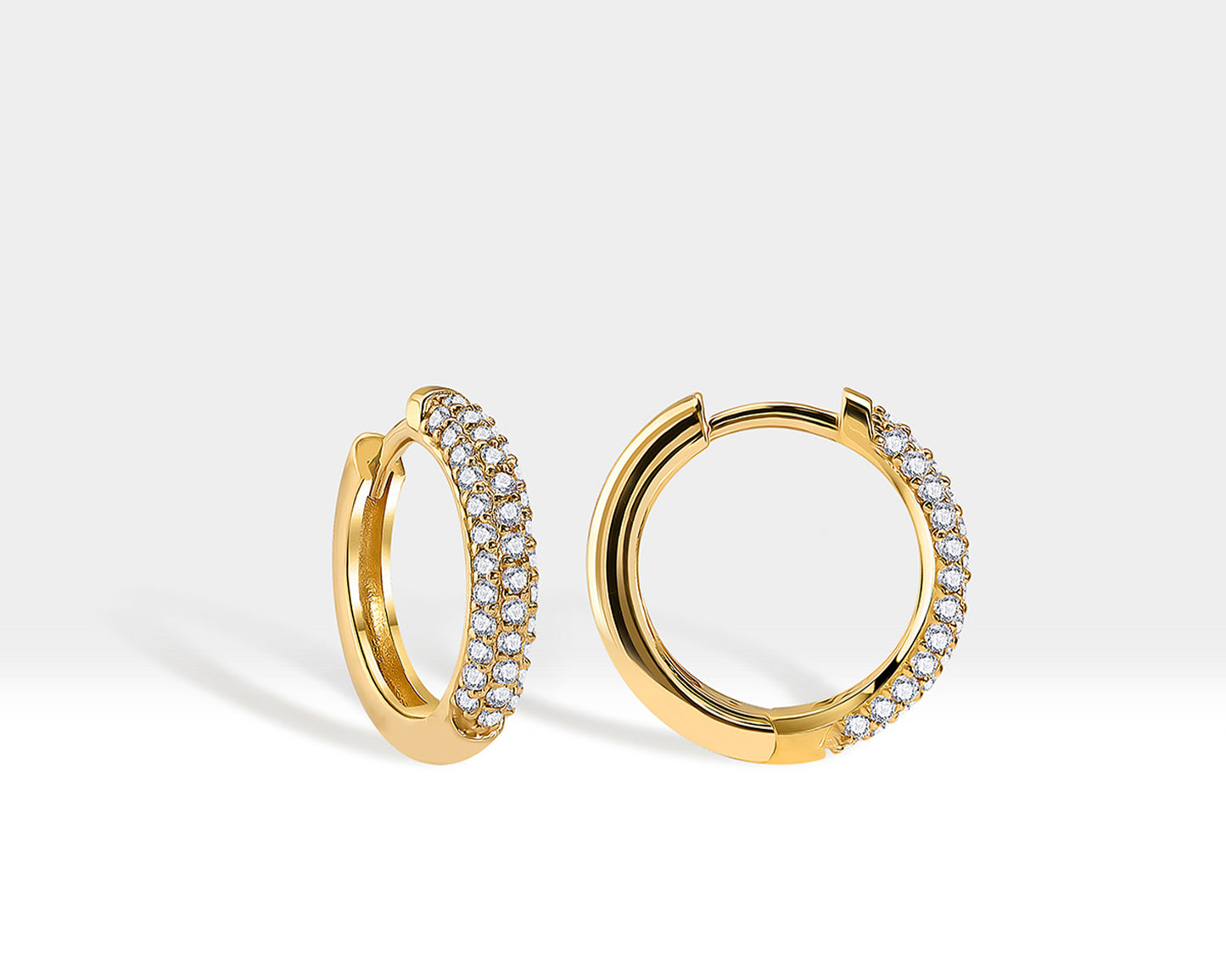 Pave Halka Pırlantalı Küpe, 10-15 MM , 14K Sarı-Beyaz-Kırmızı Altın | LE00038D