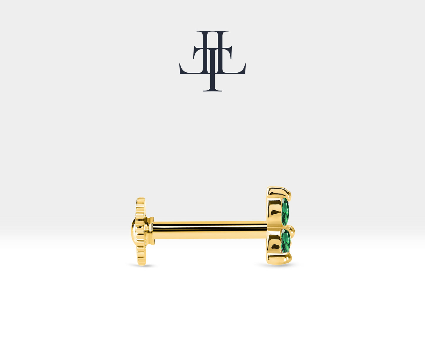 Üçlü Yeşil Garnet Piercing, 8 MM , 1.2 MM, 14K Sarı-Beyaz-Kırmızı Altın | LP00021G