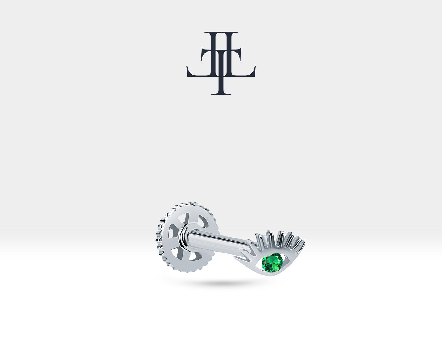 Yeşil Garnetlı Göz Piercing, 8 MM , 1.2 MM, 14K Sarı-Beyaz-Kırmızı Altın | LP00012G