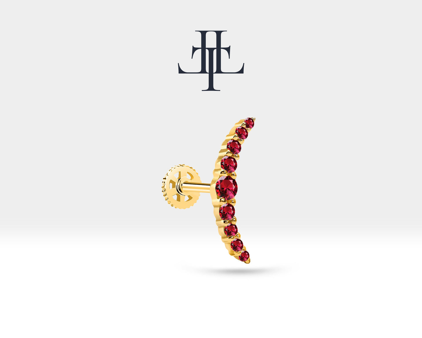 Ruby Moon Design Cartilage Clicker Piercing Single Helix Stud Earring