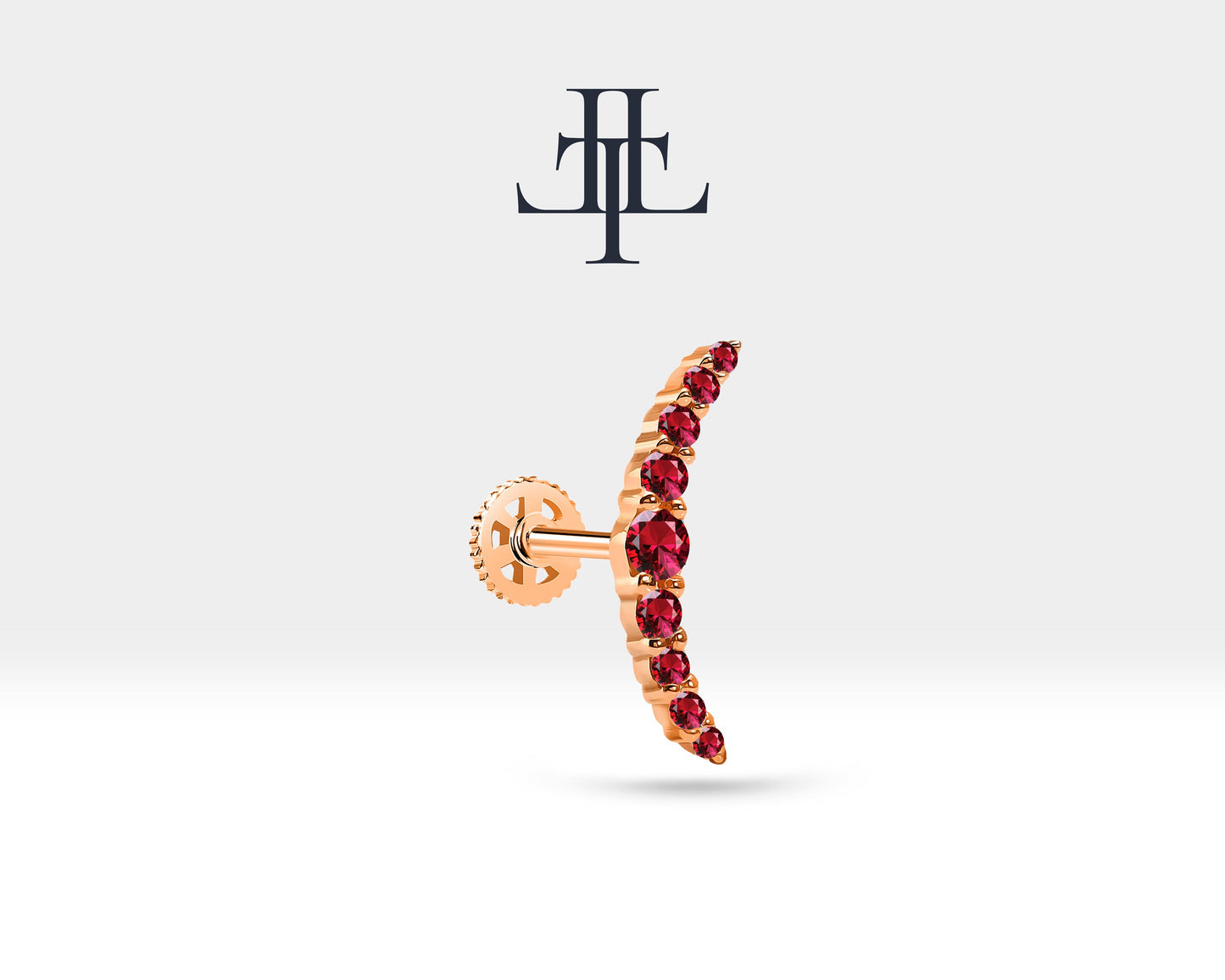 Ruby Moon Design Cartilage Clicker Piercing Single Helix Stud Earring