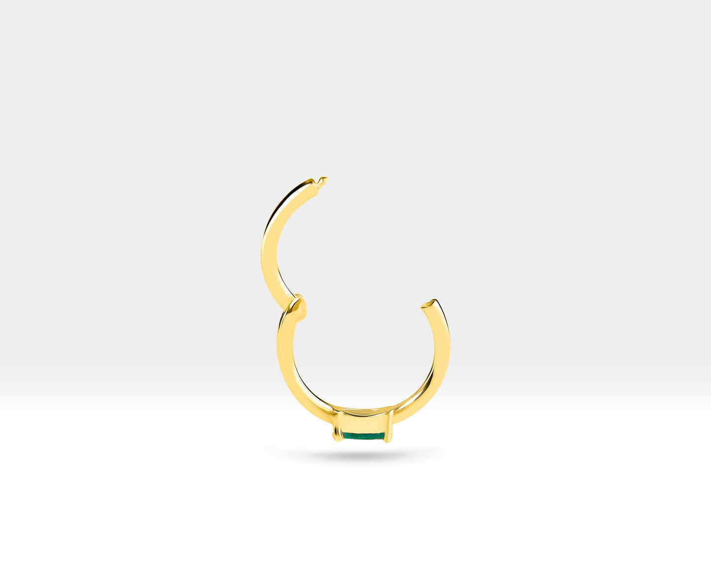 Markiz Zümrüt Halka Piercing Küpe, 12 MM , 1.2 MM, 14K Sarı-Beyaz-Kırmızı Altın | LE00027E