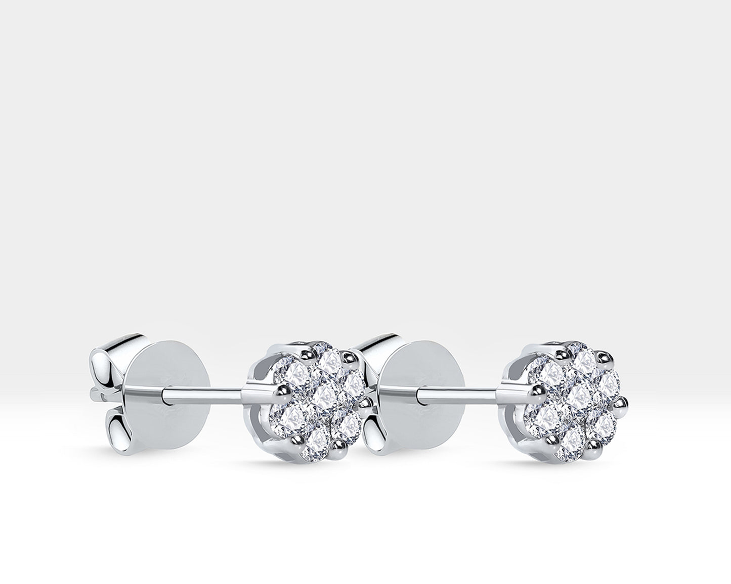 Tektaş Görünümlü Pırlanta Çivi Küpe, 14K Sarı-Beyaz-Kırmızı Altın | LES00002D