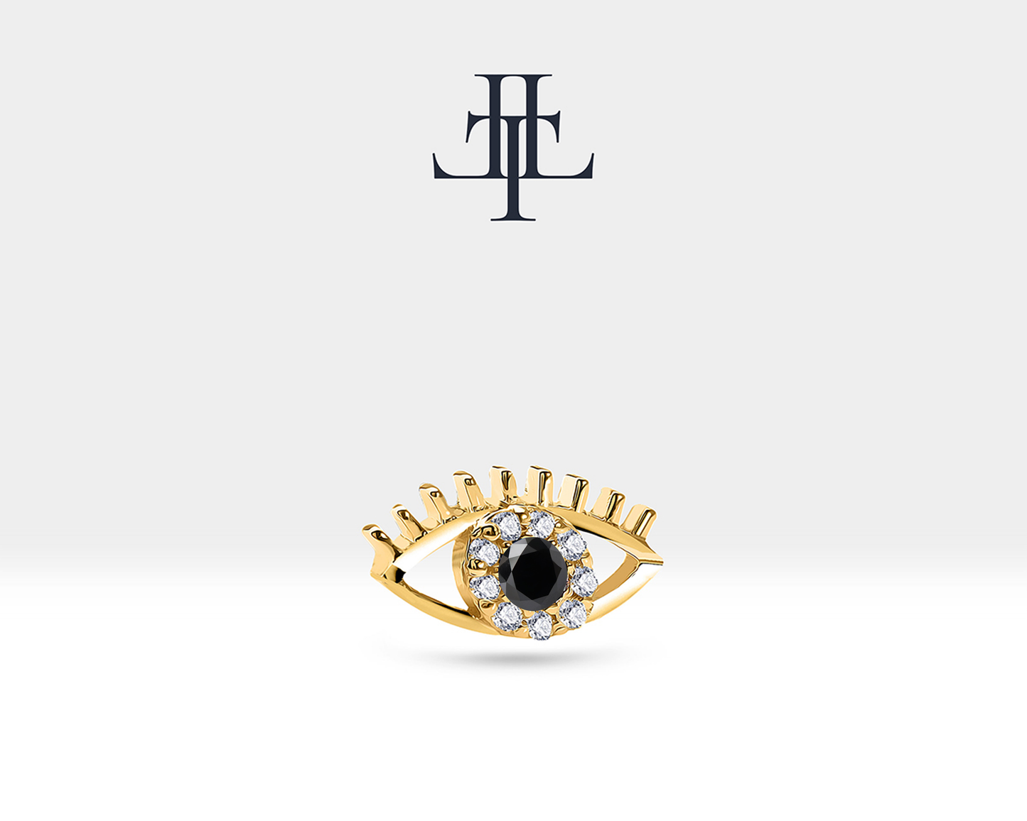 Siyah Pırlanta Göz ve Pırlantalı Piercing, 8 MM , 1.2 MM, 14K Sarı-Beyaz-Kırmızı Altın | LP00013B