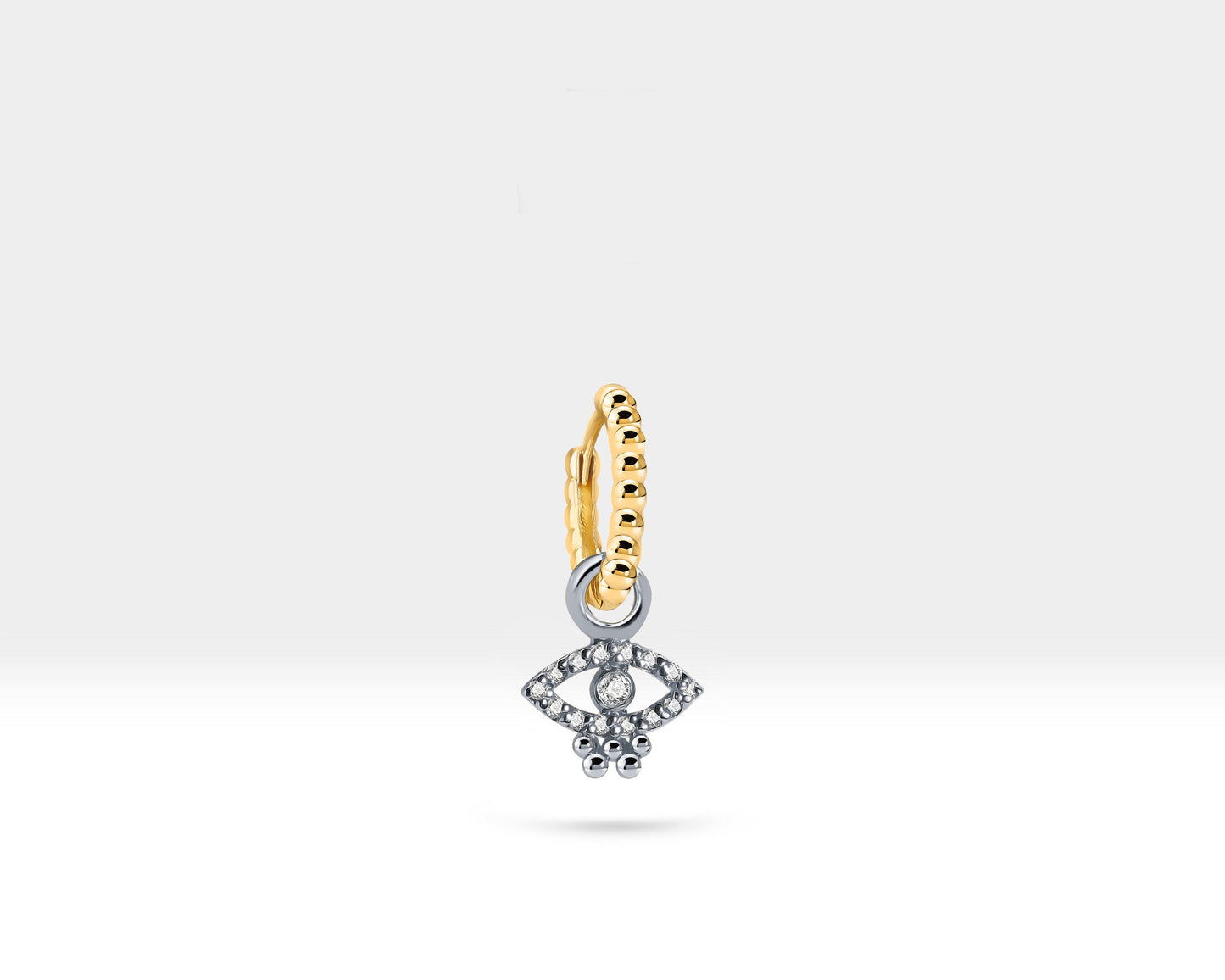 Pırlanta Göz Sallantılı Küpe, 11 MM , 14K Sarı-Beyaz-Kırmızı Altın | LE00067D