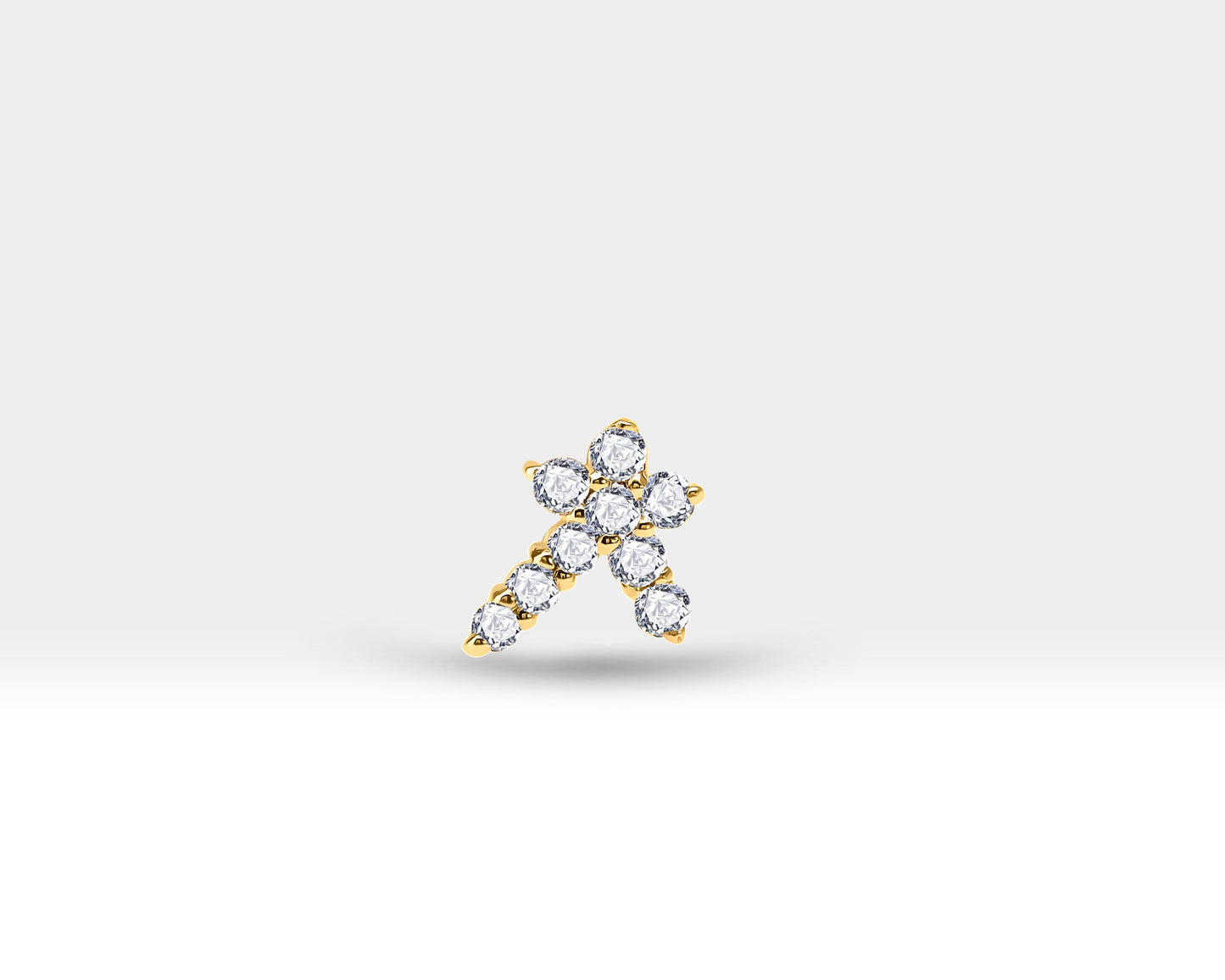 Pırlantalı Kuyruklu Yıldızı Piercing, 8 MM , 1.2 MM, 14K Sarı-Beyaz-Kırmızı Altın | LP00002D