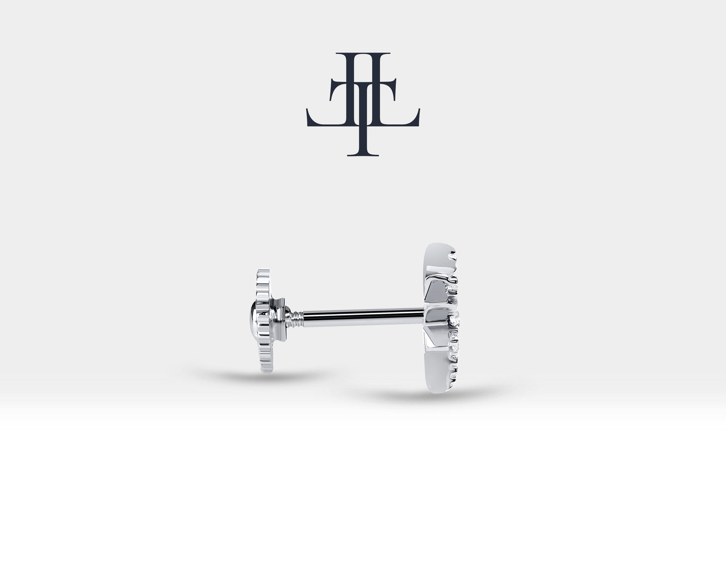 Pırlantalı Kutup Yıldızı Piercing, 8 MM , 1.2 MM, 14K Sarı-Beyaz-Kırmızı Altın | LP00001D