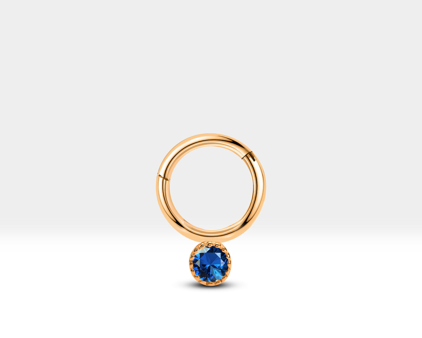 Yuvarlak Safirli Halka Piercing, 10 MM , 1.2 MM, 14K Sarı-Beyaz-Kırmızı Altın | LC00051S