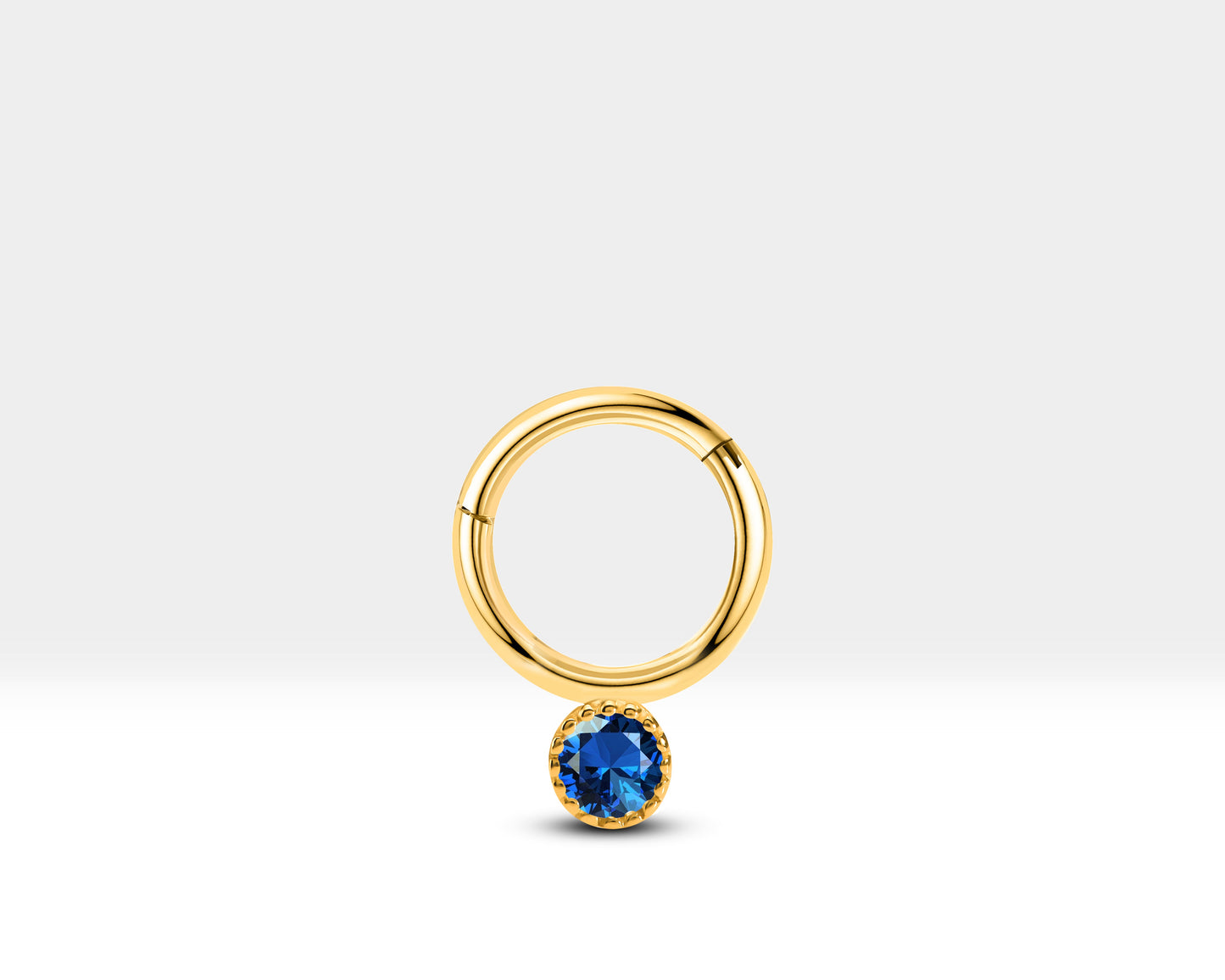 Yuvarlak Safirli Halka Piercing, 10 MM , 1.2 MM, 14K Sarı-Beyaz-Kırmızı Altın | LC00051S
