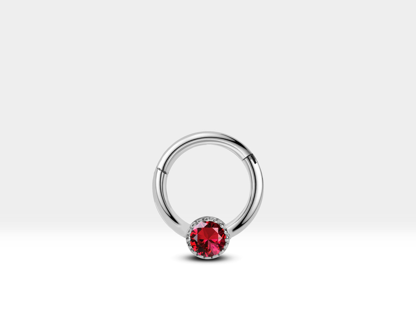 Yuvarlak Yakutlu Halka Piercing, 10 MM , 1.2 MM, 14K Sarı-Beyaz-Kırmızı Altın | LC00050R