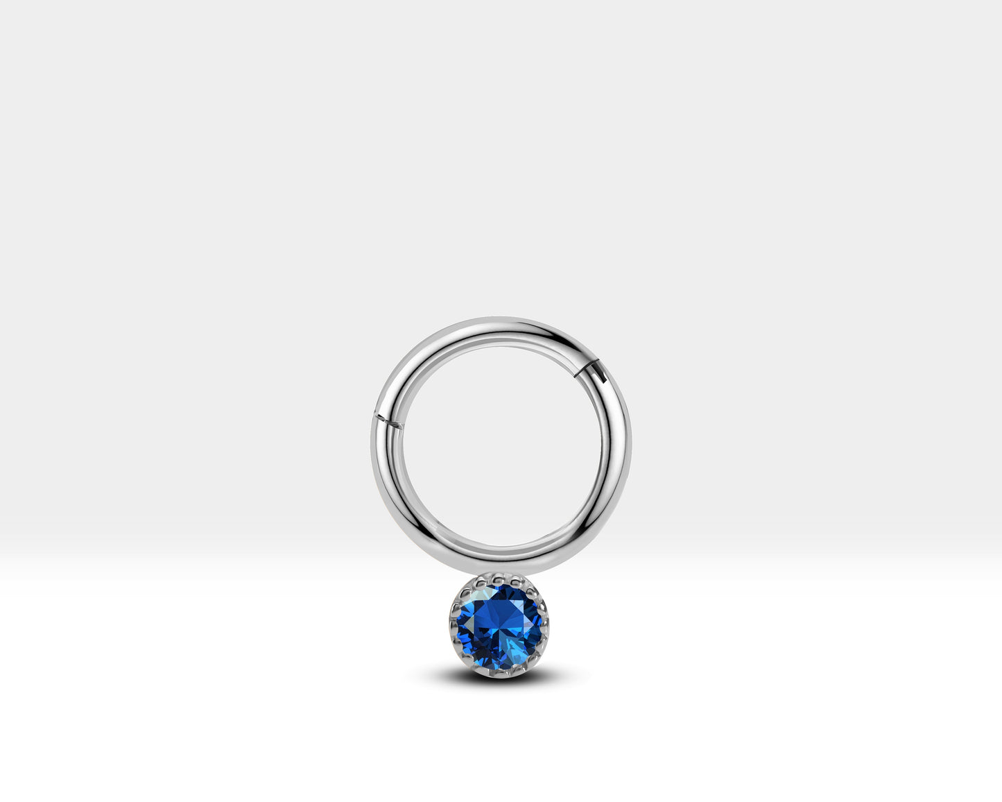 Yuvarlak Safirli Halka Piercing, 10 MM , 1.2 MM, 14K Sarı-Beyaz-Kırmızı Altın | LC00051S