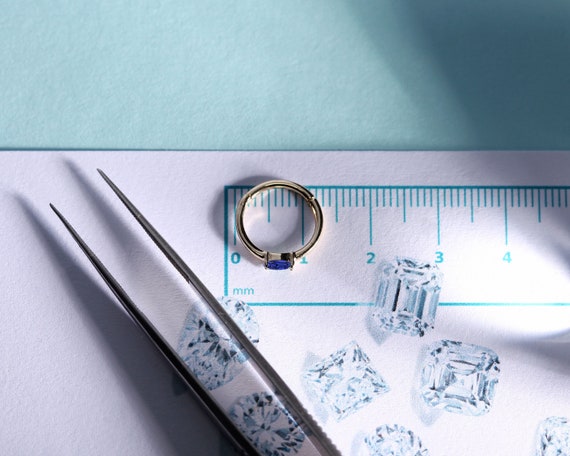 Oval Safir Halka Piercing Küpe, 12 MM , 1.2 MM, 14K Sarı-Beyaz-Kırmızı Altın | LE00007S