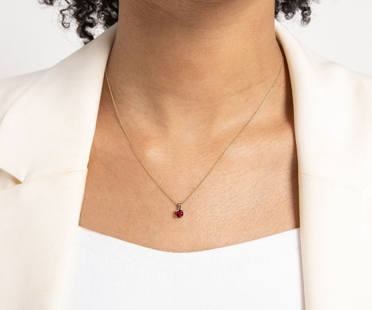 Tektaş Yakut Kolye, 14K Sarı-Beyaz-Kırmızı Altın | LN00001R