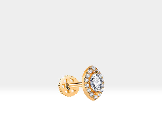 Markiz Pırlanta Piercing, 8 MM , 1.2 MM, 14K Sarı-Beyaz-Kırmızı Altın | LP00026D