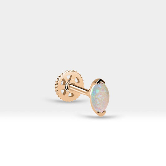 Markiz Opal Piercing, 8 MM , 1.2 MM, 14K Sarı-Beyaz-Kırmızı Altın | LP00022O