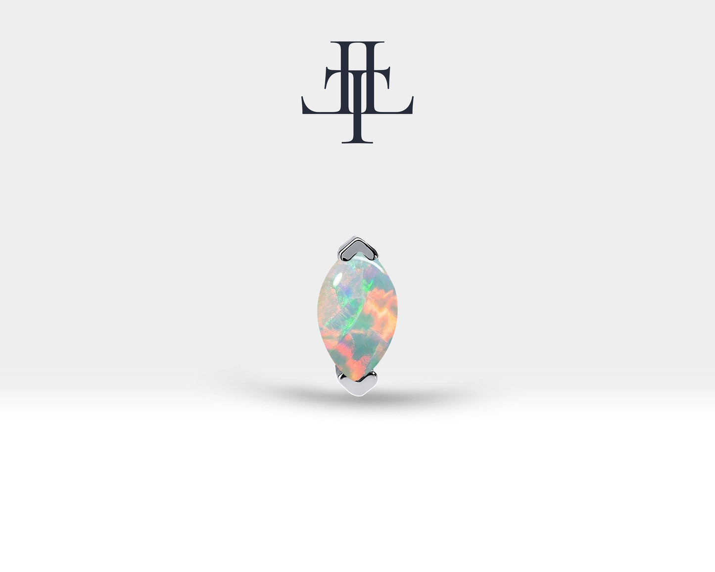 Markiz Opal Piercing, 8 MM , 1.2 MM, 14K Sarı-Beyaz-Kırmızı Altın | LP00022O