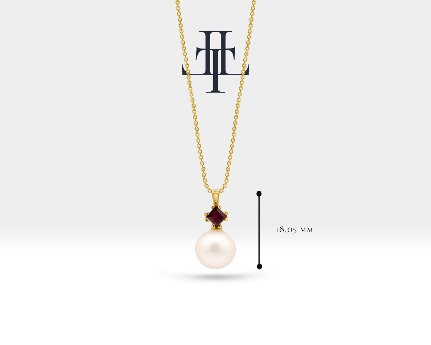 Prenses Yakut İnci Kolye, 14K Sarı-Beyaz-Kırmızı Altın | LN00004PR