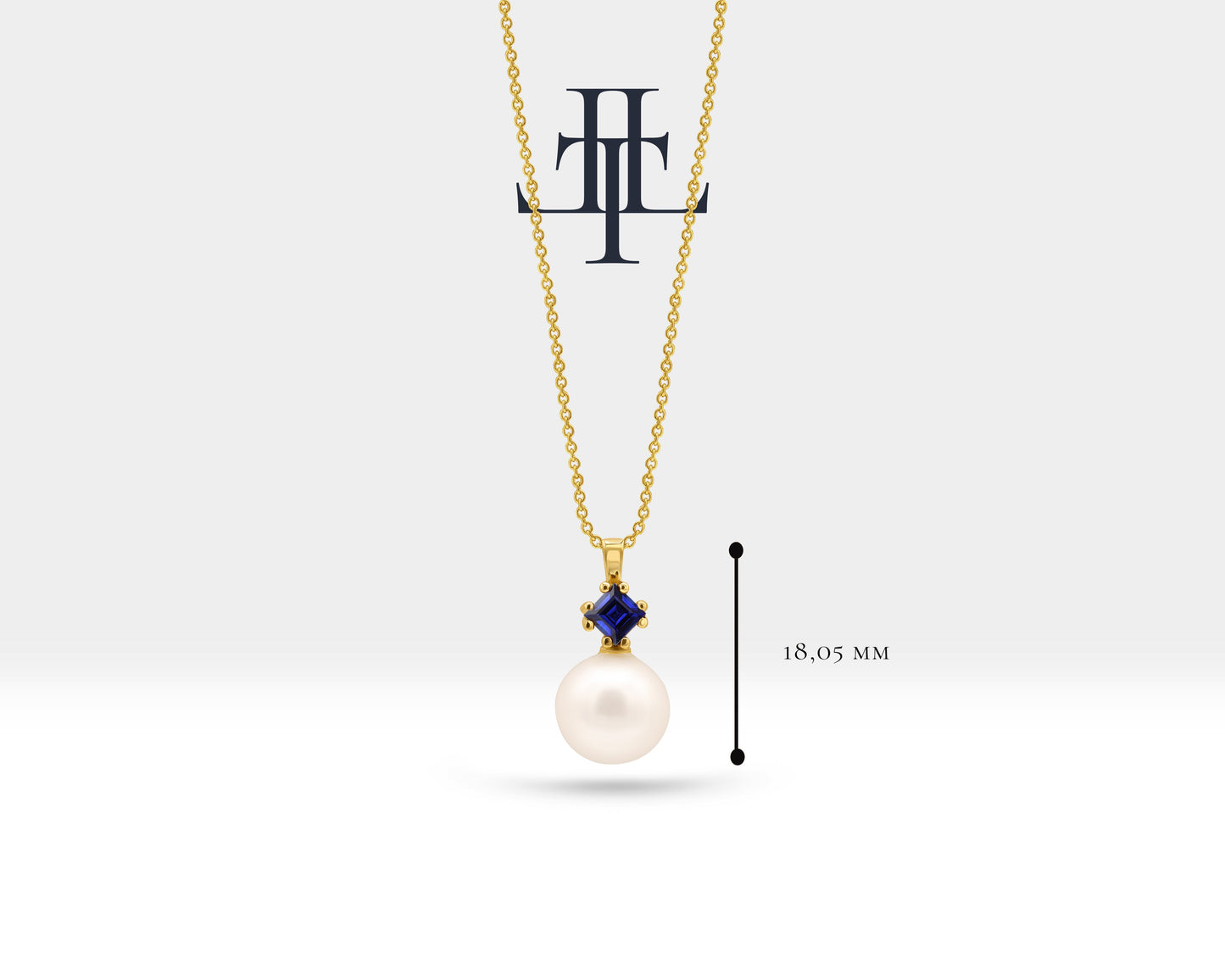 Prenses Safir İnci Kolye, 14K Sarı-Beyaz-Kırmızı Altın | LN00004PS