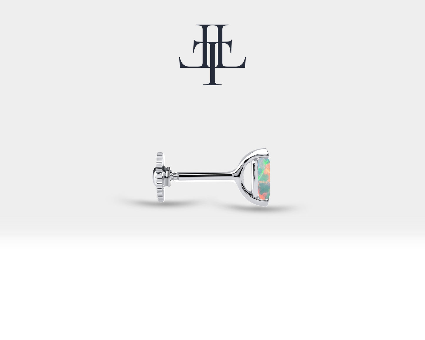 Markiz Opal Piercing, 8 MM , 1.2 MM, 14K Sarı-Beyaz-Kırmızı Altın | LP00022O