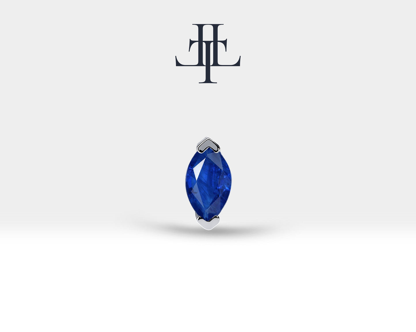 Markiz Safir Piercing, 8 MM , 1.2 MM, 14K Sarı-Beyaz-Kırmızı Altın | LP00022S