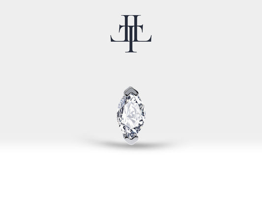 Markiz Pırlanta Piercing, 8 MM , 1.2 MM, 14K Sarı-Beyaz-Kırmızı Altın | LP00022D