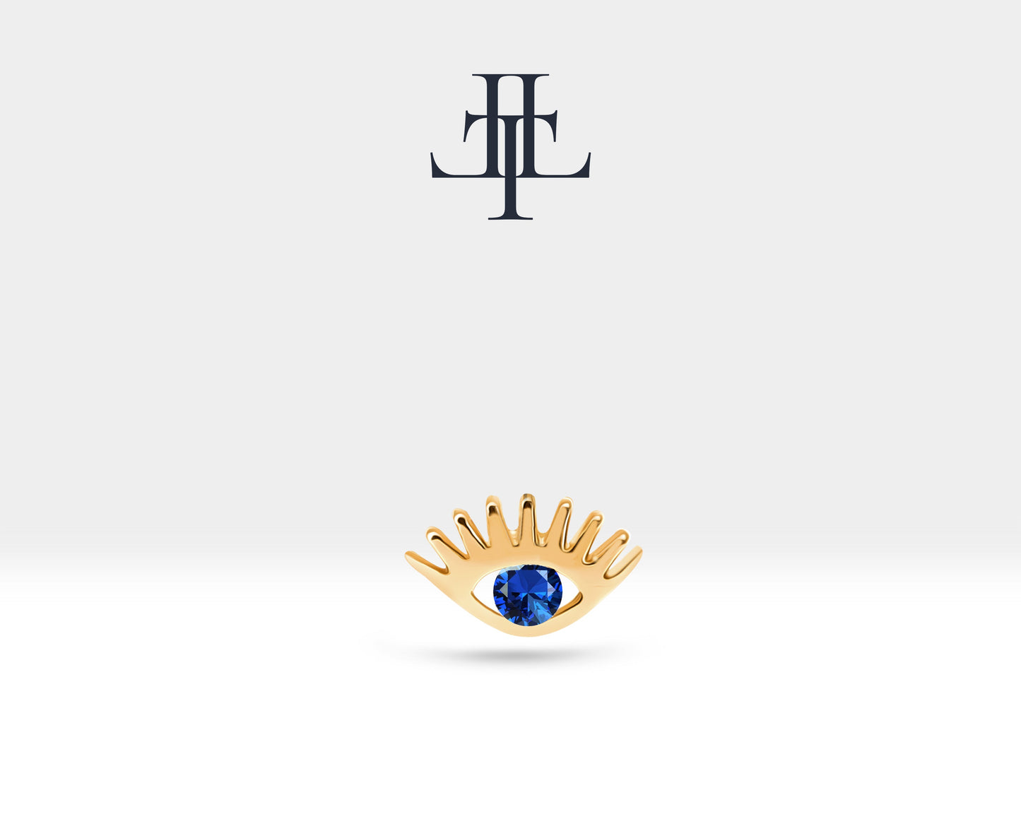 Safirli Göz Piercing, 8 MM , 1.2 MM, 14K Sarı-Beyaz-Kırmızı Altın | LP00012S