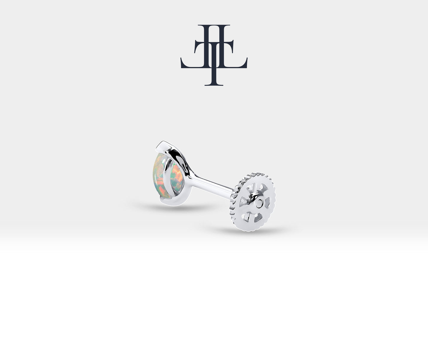 Markiz Opal Piercing, 8 MM , 1.2 MM, 14K Sarı-Beyaz-Kırmızı Altın | LP00022O
