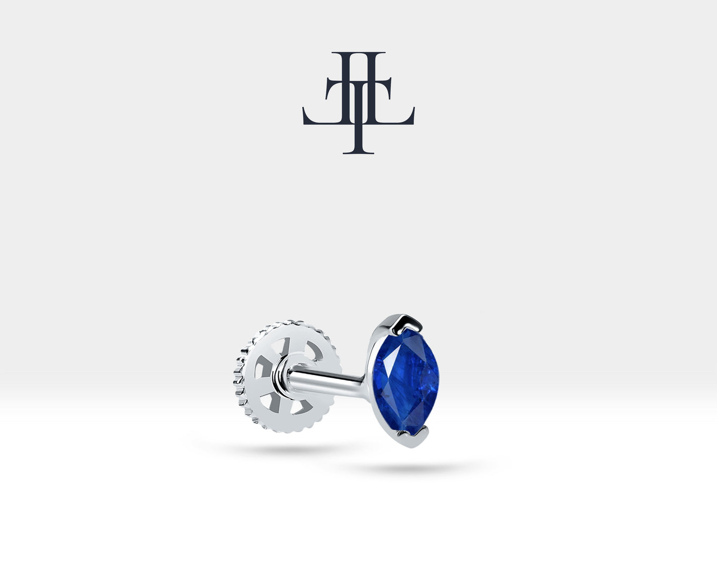 Markiz Safir Piercing, 8 MM , 1.2 MM, 14K Sarı-Beyaz-Kırmızı Altın | LP00022S