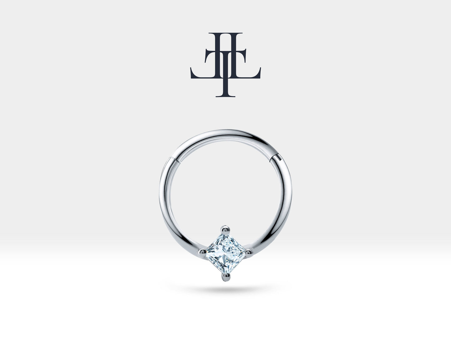 Prenses Pırlanta Halka Piercing, 10-12 MM , 1.2 MM, 14K Sarı-Beyaz-Kırmızı Altın | LC00030D