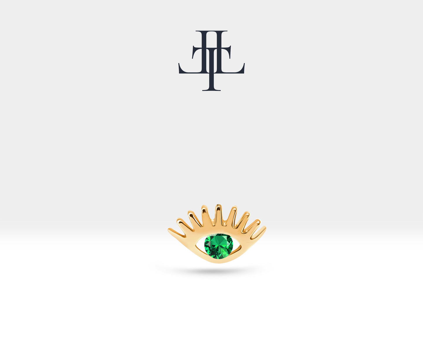 Yeşil Garnetlı Göz Piercing, 8 MM , 1.2 MM, 14K Sarı-Beyaz-Kırmızı Altın | LP00012G