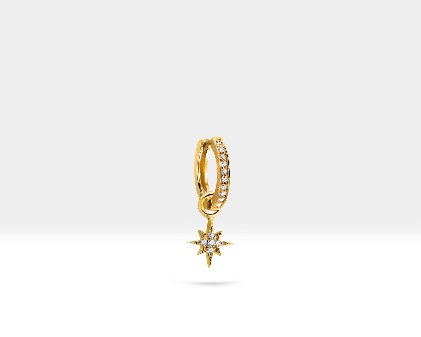 Kutup Yıldızı Sallantılı Küpe, 12 MM , 14K Sarı-Beyaz-Kırmızı Altın | LE00049D