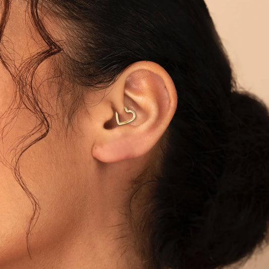 Sade Kalp Piercing, 13 MM , 1.20 MM, 14K Sarı-Beyaz-Kırmızı Altın | LC00010