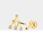 Piramit Pırlantalı Piercing, 8 MM , 1.2 MM, 14K Sarı-Beyaz-Kırmızı Altın | LP00003D