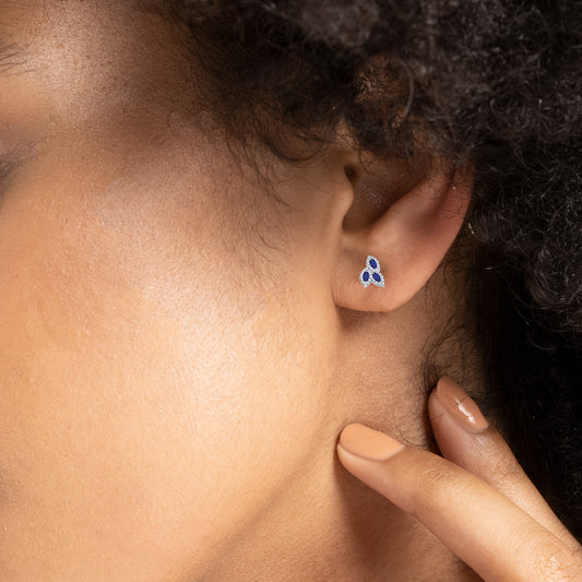 Üçlü Safir Markiz Piercing, 8 MM , 1.2 MM, 14K Sarı-Beyaz-Kırmızı Altın | LP00036SD