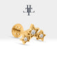 Üçlü Yıldız Pırlanta Piercing, 8 MM , 1.2 MM, 14K Sarı-Beyaz-Kırmızı Altın | LP00042D