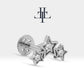 Üçlü Yıldız Pırlanta Piercing, 8 MM , 1.2 MM, 14K Sarı-Beyaz-Kırmızı Altın | LP00042D